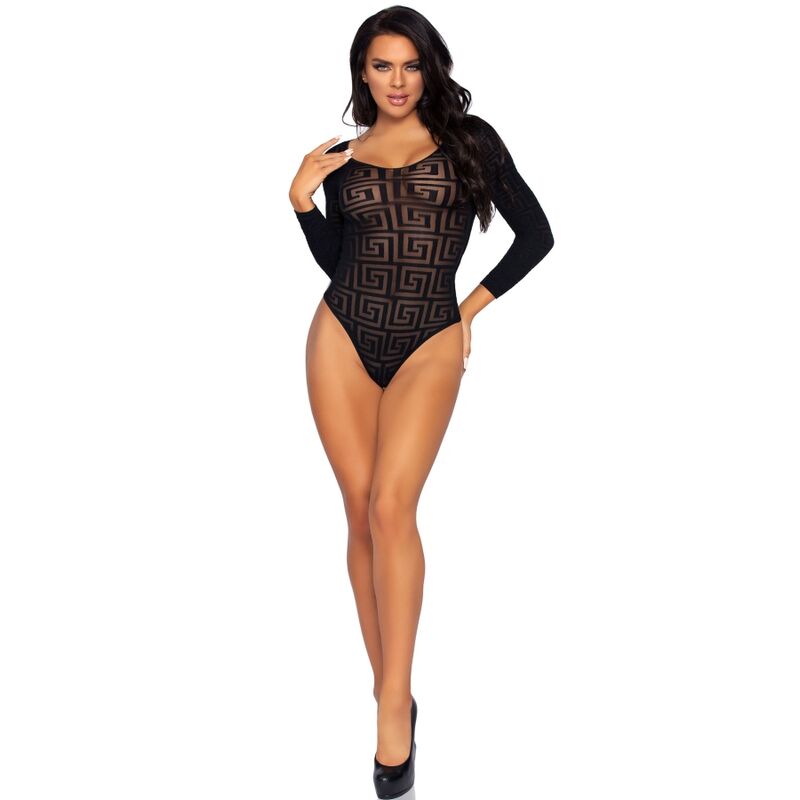 Comprar Leg Avenue Teddy Diseño Mosaico Talla Única – Body Transparente Con Atractivo Dibujo Geométrico-Noxtic