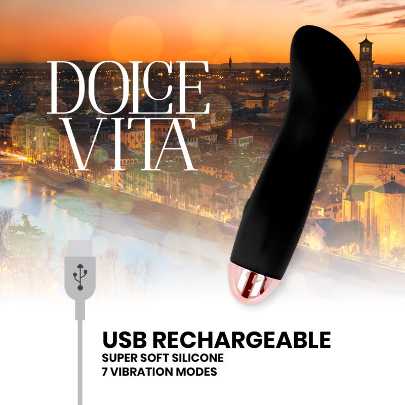 Vibratore ricaricabile DOLCE VITA One Black – Design elegante con 7 velocità per un piacere personalizzato