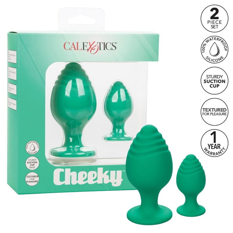 CALEXOTICS Cheeky Plugs Anales Verde – Diseño Colorido Con Base Con Ventosa Para Uso Seguro