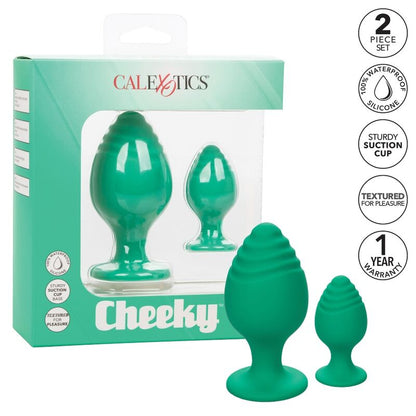CALEXOTICS Cheeky Plugs Anales Verde – Diseño Colorido Con Base Con Ventosa Para Uso Seguro