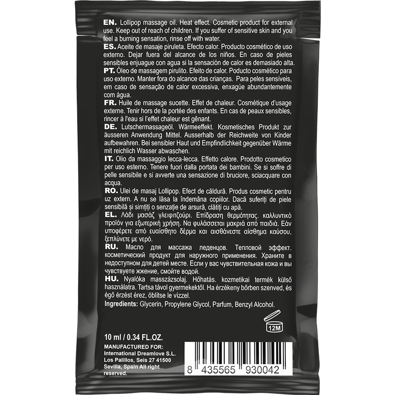 COQUETTE Aceite Masaje Kissable Efecto Calor 10 ML – Aceite Aromático Para Momentos de Placer Sensorial