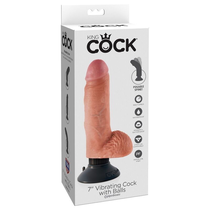 KING COCK Dildo Vibrante 17,78 cm Naturale – Design Realistico per un Piacere Intenso