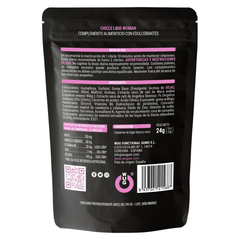 Gomma da masticare WUG Sex Sense Libid Woman - Aumenta la tua libido con ingredienti naturali