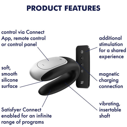 Satisfyer Double Fun Negro – Vibrador Recargable Con Diseño Innovador Para Parejas