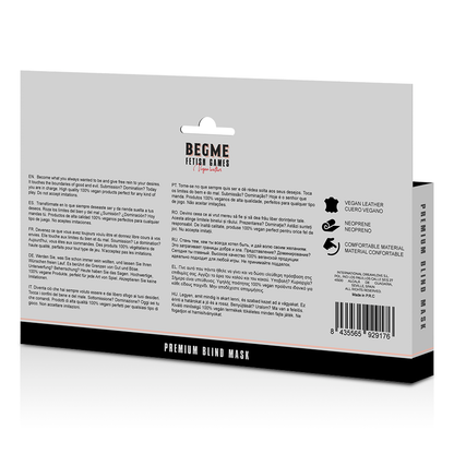 BEGME - MASCHERINA ELASTICA PER OCCHI BLACK EDITION CON FODERA IN NEOPRENE