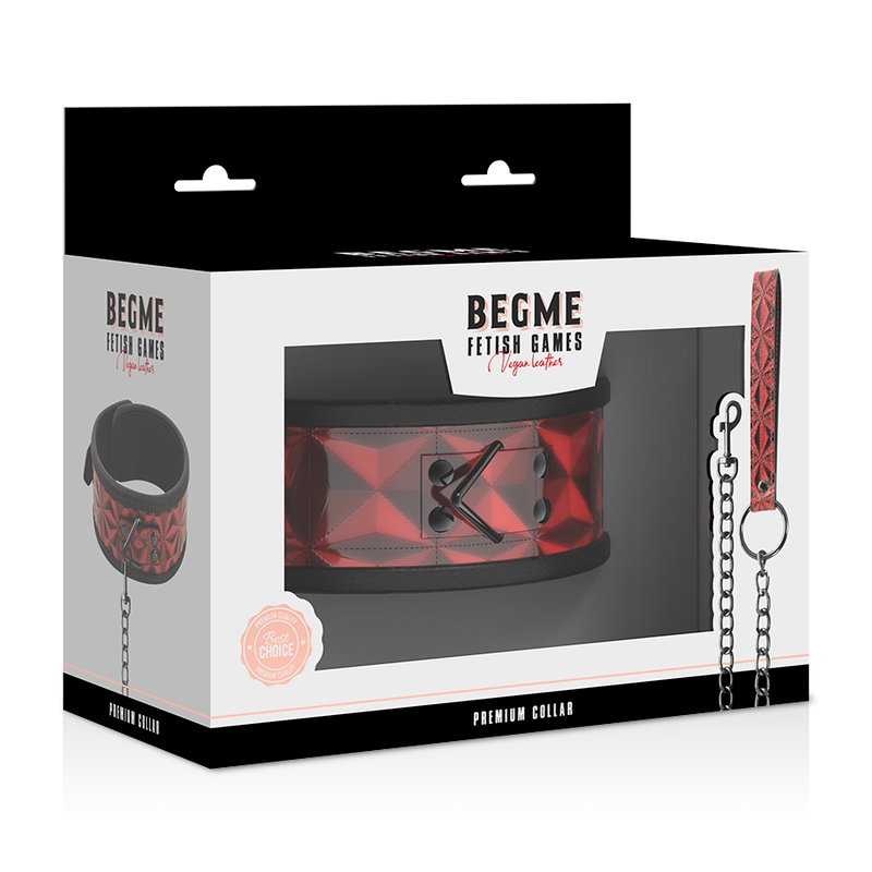 BEGME - RED EDITION VEGAN LEATHER NECKLACE WITH NEOPRENE LINING