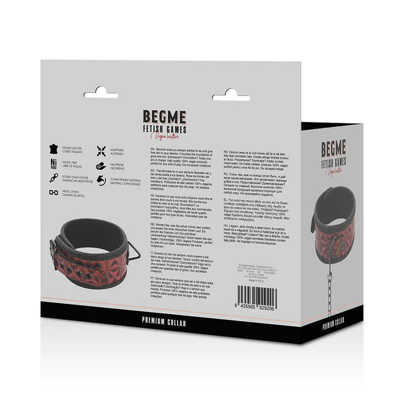 BEGME - RED EDITION VEGAN LEATHER NECKLACE WITH NEOPRENE LINING