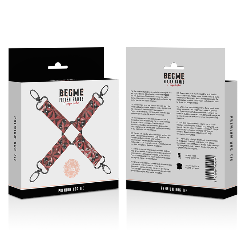 Comprar BEGME Red Edition Hog Tie – Conjunto De Ataduras De Cuero Vegano Con Forro De Neopreno-Noxtic