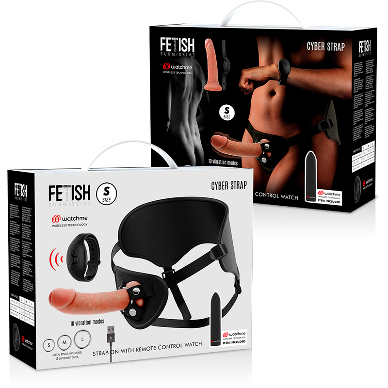 FETISH SUBMISSIVE CYBER STRAP - ARNÉS CON DILDO Y BALA CONTROL REMOTO TECNOLOGÍA WATCHME S-FETISH SUBMISSIVE-Noxtic
