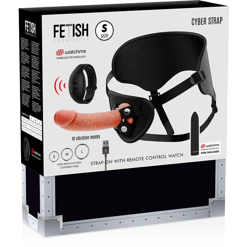 FETISH SUBMISSIVE CYBER STRAP - ARNÉS CON DILDO Y BALA CONTROL REMOTO TECNOLOGÍA WATCHME S-FETISH SUBMISSIVE-Noxtic