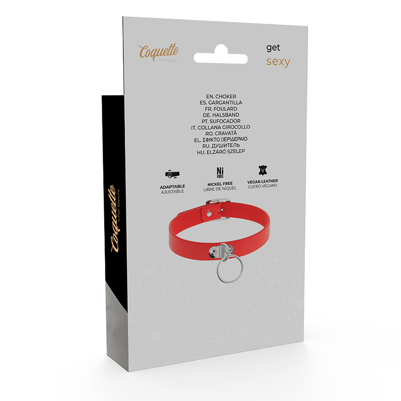 Coquette Chic Desire Collar Cuero Vegano Rojo – Accesorio Ajustable Para Estilo Elegante