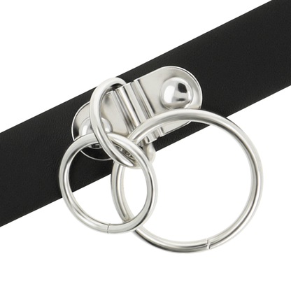 COQUETTE CHIC DESIRE - VEGAN LEATHER DOUBLE RING CHOKER