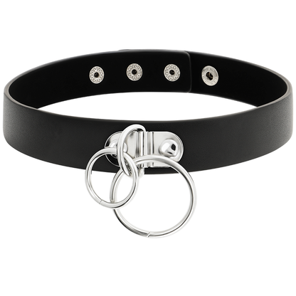 COQUETTE CHIC DESIRE - VEGAN LEATHER DOUBLE RING CHOKER