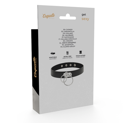 COQUETTE CHIC DESIRE - VEGAN LEATHER DOUBLE RING CHOKER