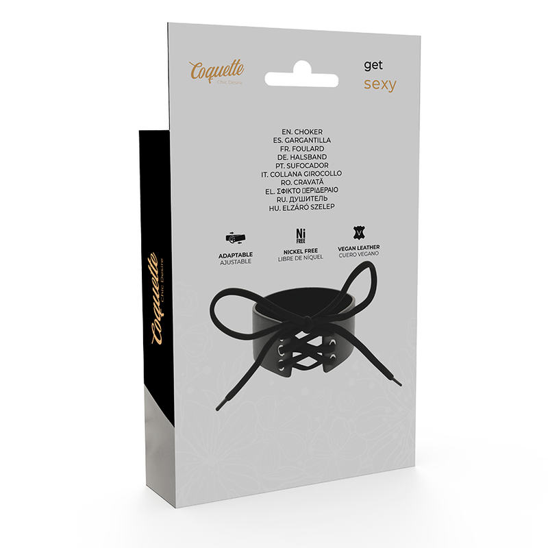 Coquette Chic Desire Choker Negro – Collar Ajustable De Cuero Vegano Para Estilo Moderno