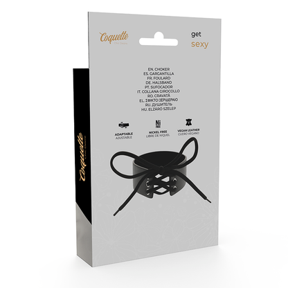 Coquette Chic Desire Choker Negro – Collar Ajustable De Cuero Vegano Para Estilo Moderno