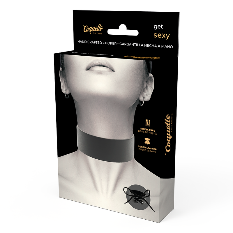 Coquette Chic Desire Choker Negro – Collar Ajustable De Cuero Vegano Para Estilo Moderno