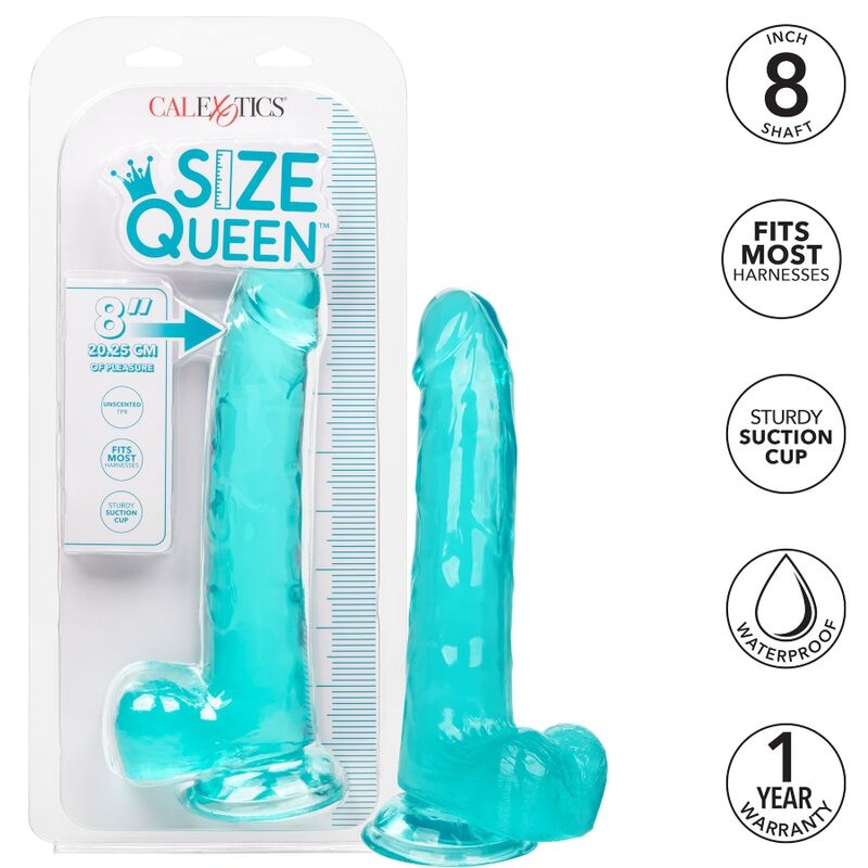CALEXOTICS Size Queen Dildo Azul 20.3 Cm – Diseño Ergonómico Para Placer Personalizado