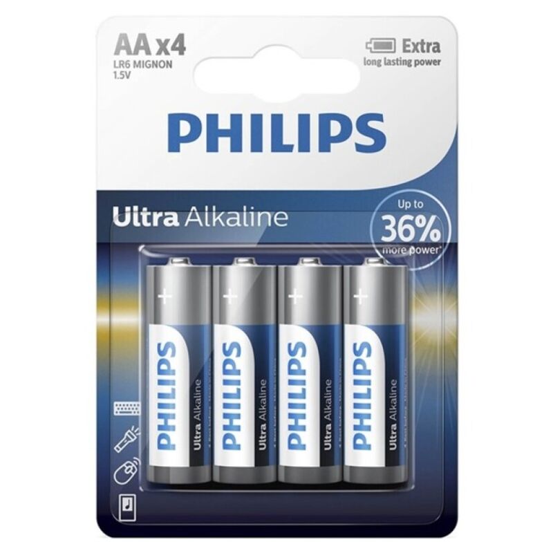 PHILIPS - ULTRA ALKALINE PILA AA LR6 BLISTER*4-PHILLIPS-Noxtic