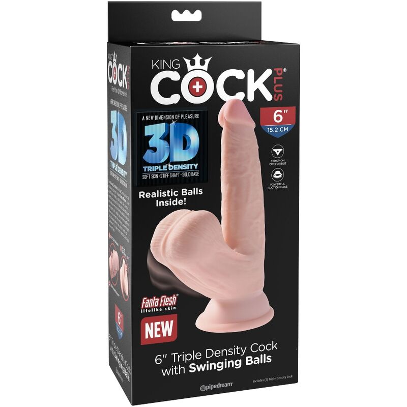 KING COCK Plus Dildo 3D con Palline Oscillanti 12,7 cm – Materiale innovativo con sensazione realistica