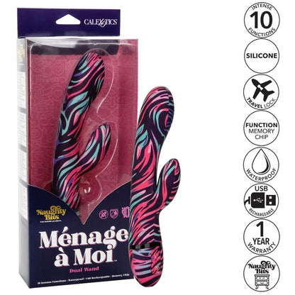 CALEXOTICS Vibrador Menage A Moi Dual Wand – Estimulador Doble Con 10 Funciones Para Placer Compartido