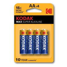 KODAK - MAX SUPER PILA ALCALINA AA LR6 BLISTER*4-KODAK-Noxtic