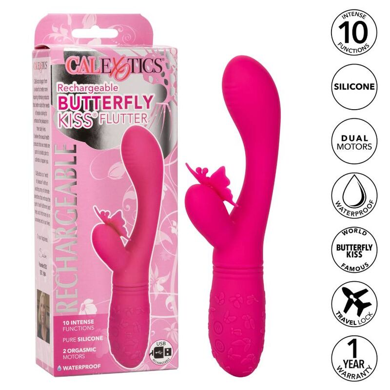 CALEXOTICS Butterfly Kiss Flutter Pink – Vibratore ricaricabile dal design elegante per il piacere intimo