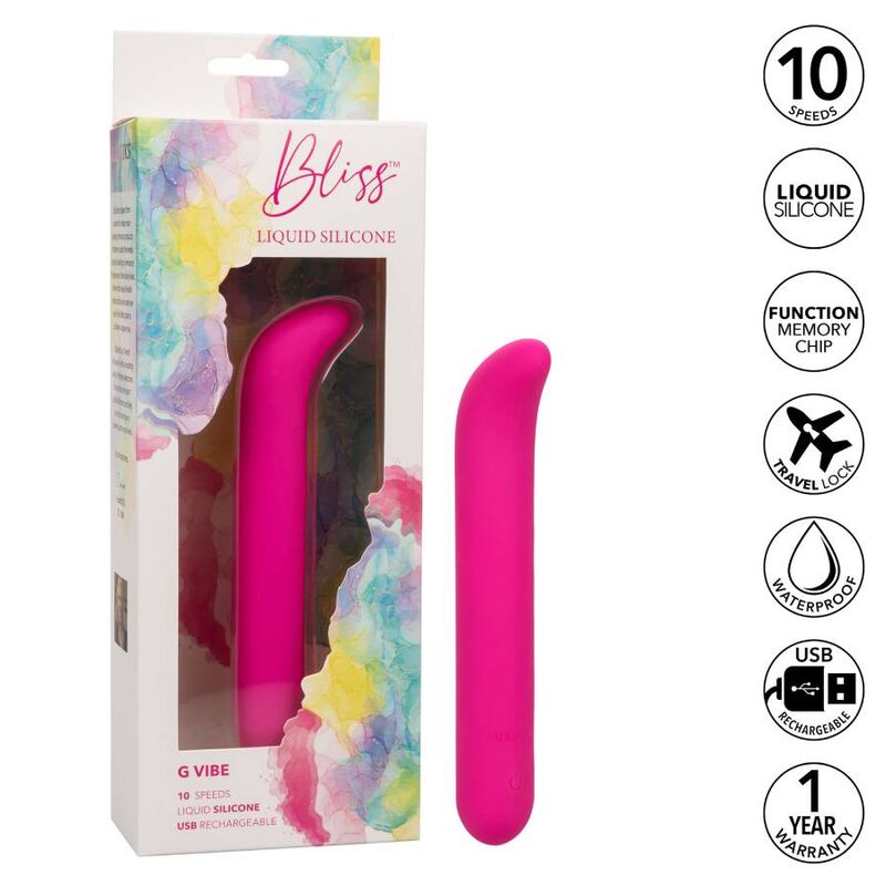 CALEXOTICS Bliss G Vibe Rosa – Vibrador Recargable Con Diseño Curvado De Silicona Médica
