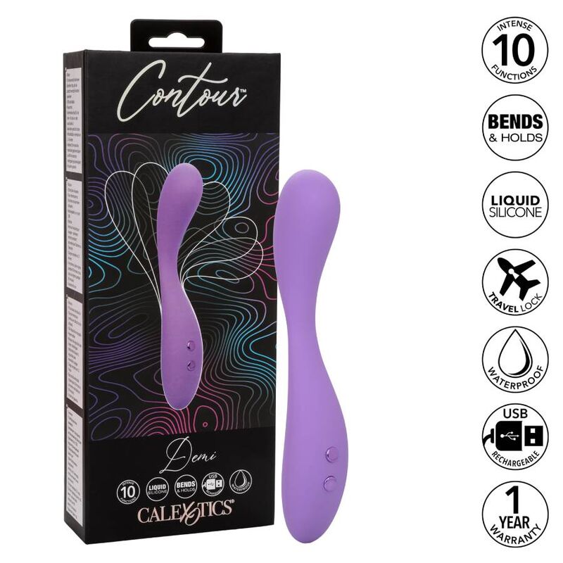 CALEXOTICS Contour Demi Violeta – Masajeador Ergonómico Con 10 Funciones De Vibración