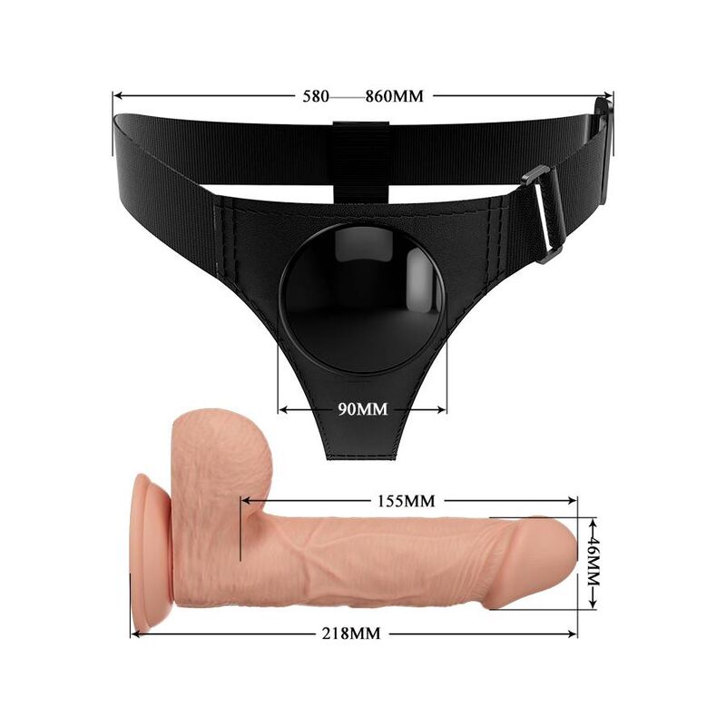 PRETTY LOVE - HARNESS BRIEFS ARNÉS UNIVERSAL CON DILDO JERRY 21.8 CM NATURAL-PRETTY LOVE-Noxtic