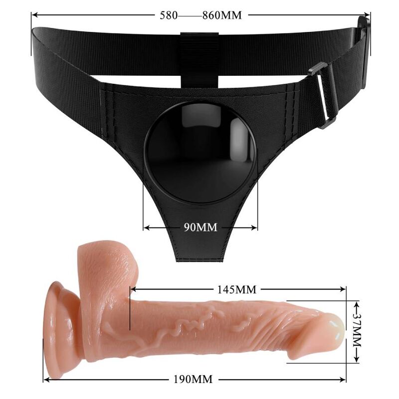 PRETTY LOVE - HARNESS BRIEFS ARNÉS UNIVERSAL CON DILDO KEVIN 19 CM NATURAL-PRETTY LOVE-Noxtic
