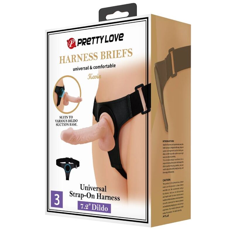 PRETTY LOVE - HARNESS BRIEFS ARNÉS UNIVERSAL CON DILDO KEVIN 19 CM NATURAL-PRETTY LOVE-Noxtic