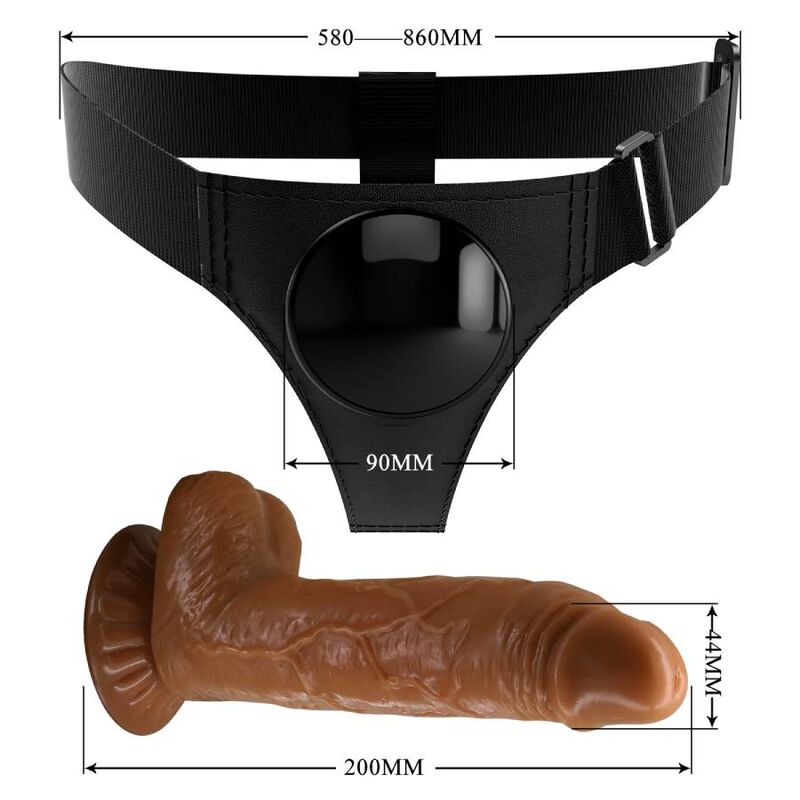 PRETTY LOVE - HARNESS BRIEFS ARNÉS UNIVERSAL CON DILDO MICHEAL 20 CM NEGRO-PRETTY LOVE-Noxtic