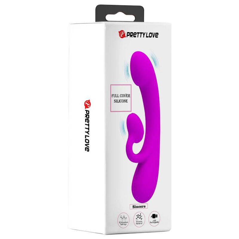 PRETTY LOVE - SINCERE SILICONE CLITORIS VIBRATOR AND SUCKER PURPLE