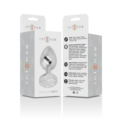 INTENSE Plug Anal Metal Con Cristal Plata Talla S – Diseño Elegante Para Placer Sensorial