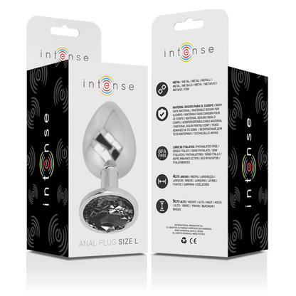 Comprar INTENSE Plug Anal Metal Con Cristal Negro Talla L – Diseño Glamuroso Para Una Experiencia Sensorial Única-Noxtic