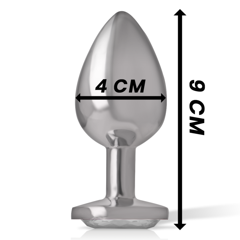INTENSE - ALUMINUM METAL ANAL PLUG WITH SILVER GLASS SIZE L