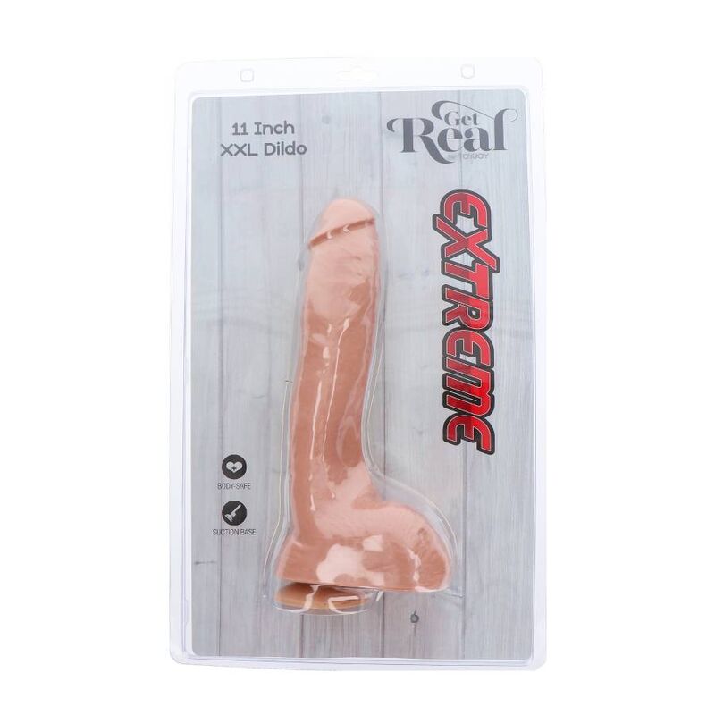 Get Real Extreme XXL Dildo 28 Cm Natural – Consolador Realista Con Base De Ventosa Para Experiencia Placentera