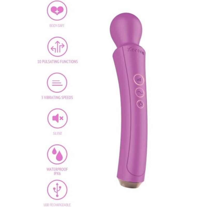 XOCOON Fuchsia Curved Wand – Vibratore ricaricabile con design ergonomico