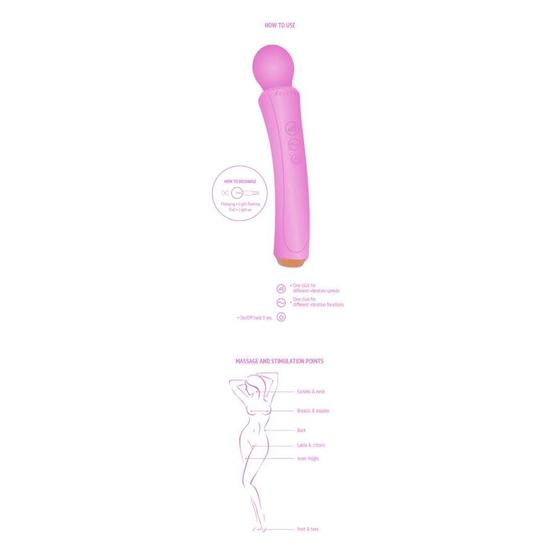 XOCOON Fuchsia Curved Wand – Vibratore ricaricabile con design ergonomico