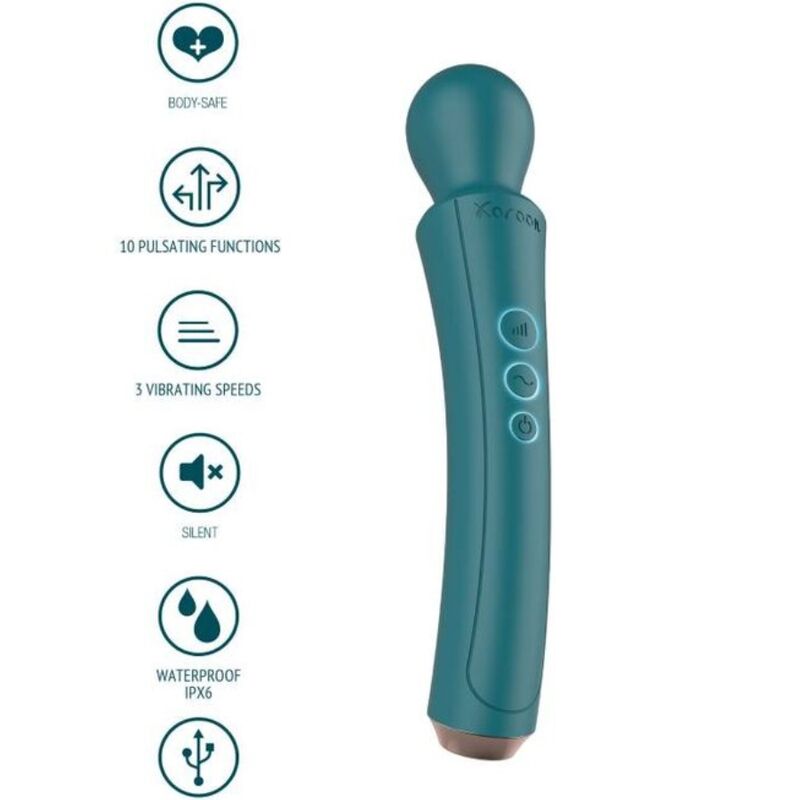 XOCOON The Curved Wand Verde – Vibrador Recargable Con Diseño Ergonómico Para Placer Personal