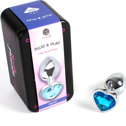 SECRETPLAY Butt Plug Corazón Azul Talla S – Diseño Elegante Para Nuevas Experiencias De Placer