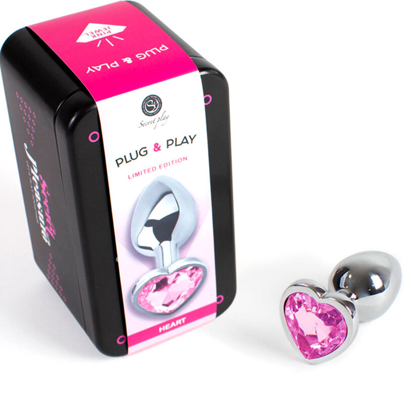 Plug anale in metallo SECRETPLAY a forma di cuore fucsia taglia S – Design elegante per un piacere intenso
