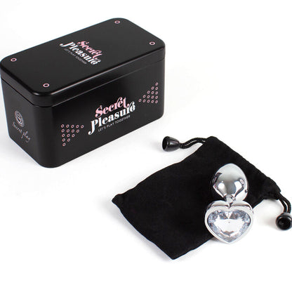 SECRETPLAY Metal Butt Plug Corazón Transparente Talla S – Diseño Elegante Para Placer Sensible