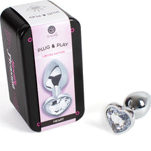 SECRETPLAY Metal Butt Plug Corazón Transparente Talla S – Diseño Elegante Para Placer Sensible