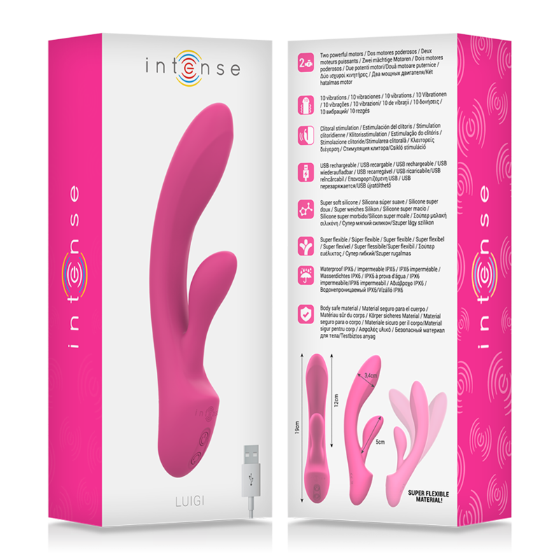 Intense Luigi Vibrador Rabbit Rosa – Estimulador Con Doble Motor Y Mango Ergonómico De Silicona