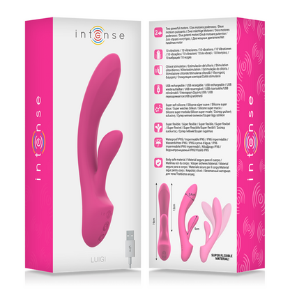 Intense Luigi Vibrador Rabbit Rosa – Estimulador Con Doble Motor Y Mango Ergonómico De Silicona