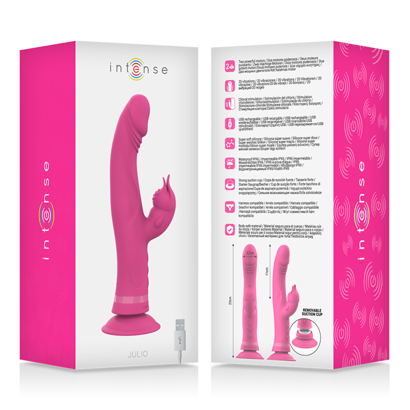 INTENSE - JULY PINK SILICONE RABBIT VIBRATOR