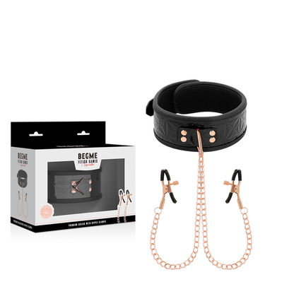 BEGME Black Edition Collar Con Cadenas – Diseño Elegante En Neopreno Para Estimulación Sensorial