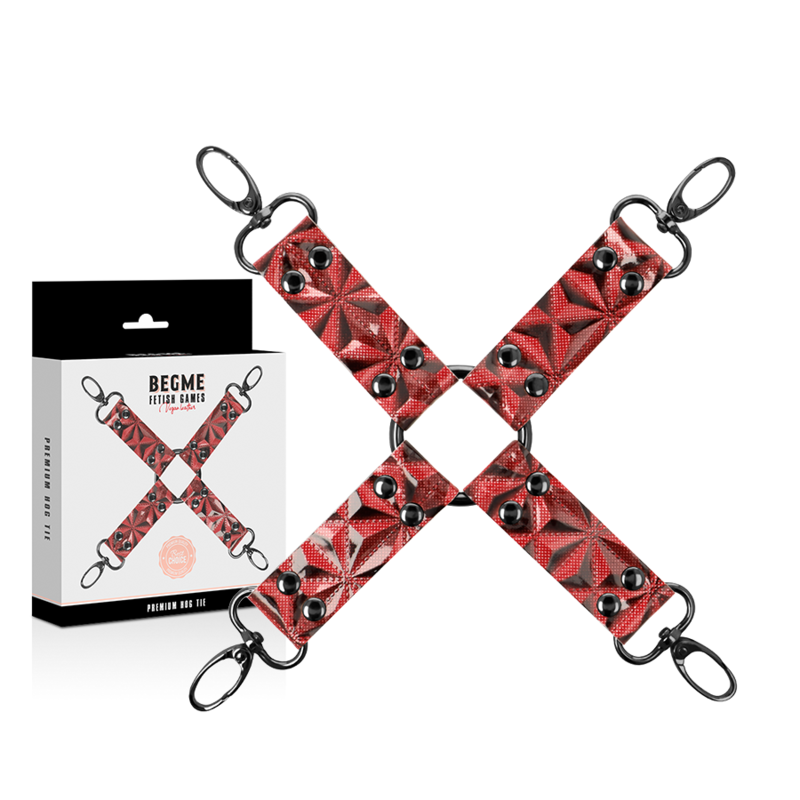 BEGME Red Edition Hog Tie – Conjunto De Ataduras De Cuero Vegano Con Forro De Neopreno